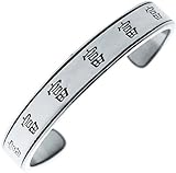 Chinese Wealth Character Silver Tone Pewter Cuff Bracelet