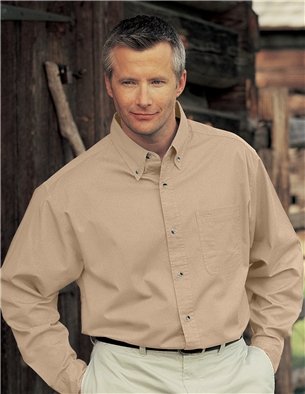 Premium Quality Men's Tall Sizes Bottom Down Collar Professional Long Sleeve Dress Shirt - Khaki - 2XLT