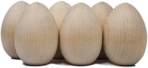 Made in Russia Wood Eggs 2-1/2", Natural Unfinished Wooden Eggs (2.5" Tall x 1.6" Wide) - Bag of 6