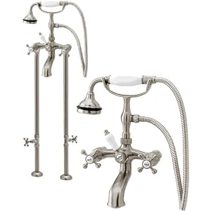 Free Standing Nickel Clawfoot Bath Tub Shower Faucet