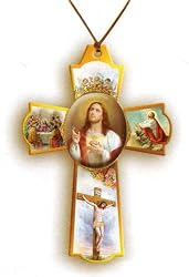 Sacred Heart of Jesus Necklace with Cord, 2 x 1.5" - MADE IN ITALY