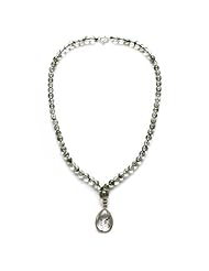 Honeystore Girls 925 Sterling Silver Green Crystal Necklace Color Green