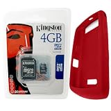 Kingston 4GB microSDHC Memory Card with SD Adapter (SDc4GB), and Blackberry Original Red Skin (HDW-18971-005) for Blackberry Storm, Thunder, 9500, 9530