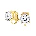 2CT Brilliant Cut Solitaire Round Cubic Zirconia CZ Clip On Stud Earrings For Women 14K Gold Plated Brass
