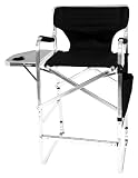 Earth Products Earth Deluxe Tall Directors Chair With Side Table and Cup Holder (Black)