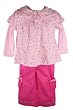 BT Kids Newborn Girls (0-9mo) 2pc pink floral top w peter pan collar & pants set