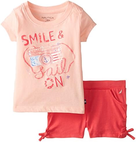 Nautica Baby Girls' Smile Graphic T-Shirt and Short Set
