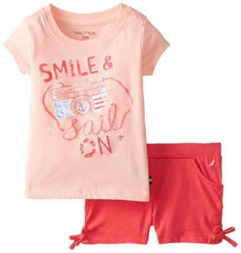 Nautica Baby Girls' Smile Graphic T-Shirt and Short Set
