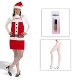 Holiday Apron & Hat Set Costume including Gold Glitter Nail Polish and Adult Ribbed White Tights