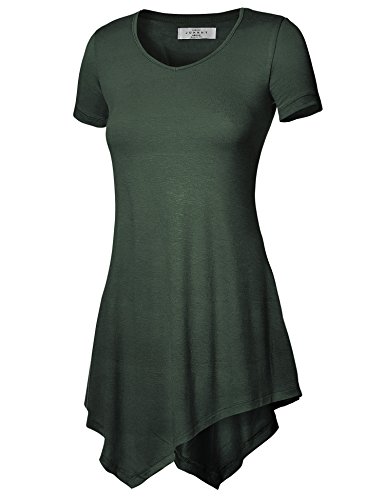 Made By Johnny Women's Short Sleeve Handkerchief Hem Tunic
