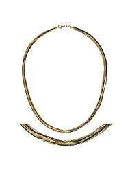 14K Gold 3-Color 5 Strands Wheat Necklace 18 Inch