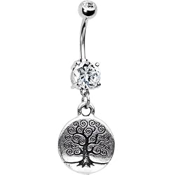 Handcrafted Crystalline Gem Tree of Life Belly Ring
