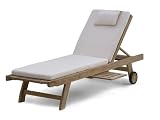 Teak Sun Lounger Fixed Leg With Free Natural Cushion