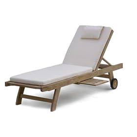 Teak Sun Lounger Fixed Leg With Free Natural Cushion