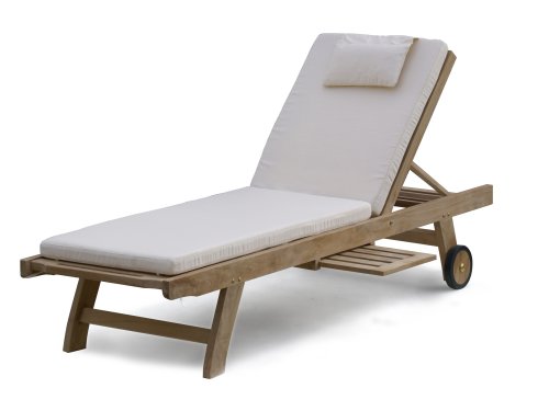 Jati Teak Sun Lounger Fixed Leg With Free Natural Cushion