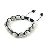 shamballa シャンバラ　真新しい！ストーンフォークスブレスマクラメシルバーMHB23