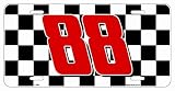 #88 Racing Flag License Plate
