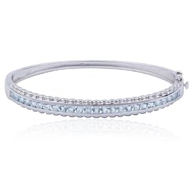 Sterling Silver Blue Topaz Bangle Bracelet, 7.25 by Amazon.com Collection