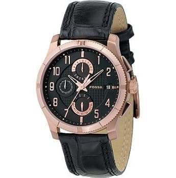 Fossil Men's Chronograph Black Dial Rose Gold Tone Watch #FS4366