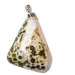 Jasper Pendant 05 Stone Ocean Green White Triangle Crystal Healing 2