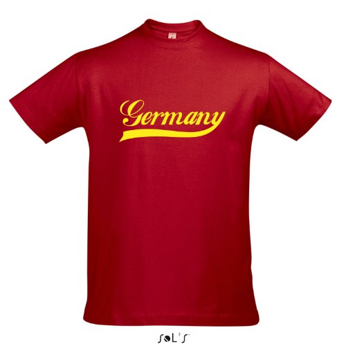 T-Shirt Deutschland Oldschool Germany LÄNDERSHIRT EM / WM FAN Trikot S-XXL , Red – gelb , L