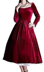Velvet Vintage Cocktail Long Sleeves  Dress