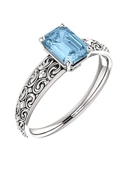 Platinum 7.00x5.00mm Emerald Cut Sky Blue Topaz Ring -- LIFETIME WARRANTY