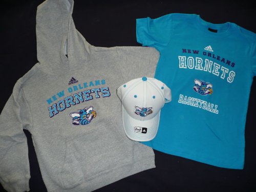 New Orleans Hornets Youth Hat, Hooded Sweatshirt, Tee Shirt Set Medium 10/12