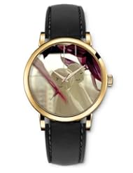 SPRAWL Aanalog Fashion Series Gold Ladies Watches of Genuine Black Leather Strap,Unique Wrist Watch for Women Girls Designed with Cute little dolls hanging