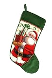 Needlepoint Santa w/ Presents Christmas Stocking
