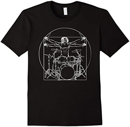 DaVinci Drums T-Shirt Funny Vitruvian Man Drummer T Shirts - Male 2XL - Black