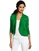 AK Anne Klein Women's 3/4 Sleeve Shirred Ruffle Cardigan Sweater, Kelly Green, Medium