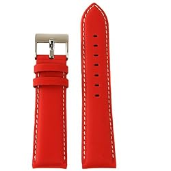 Watch Band Nylon and Leather Red 22mm