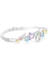 Glamorousky Elegant Flower Bangle with Multi-color Austrian Element Crystals (1601)