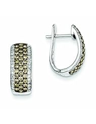 1.1 Carat 14K White Gold Champagne and White Diamond Black Rhodium-plated Hinged Hoop