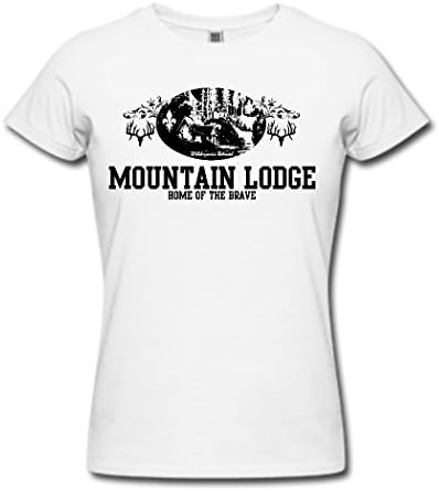 Happy discount Mountain Lodge Vector Women's classic White Custom for T-shirt Medium