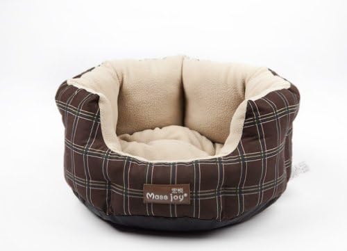 Small Brown Plaid Waterproof Oxford Cloth Soft Velvet Sofa Bed Pet Doghouse (S)