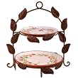 Rustic Metal with Leaves 2 Tier Plate Stand (stand only)