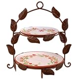 Rustic Metal with Leaves 2 Tier Plate Stand (stand only)