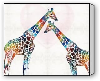 ArtShop Gallery Wrapped Colorful Giraffe Painting Custom Modern Art Painting Wall Decor Canvas Print