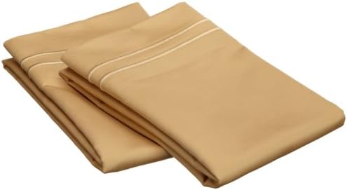 1500 Thread Count 2PCS STANDARD Size Egyptian Quality PILLOWCASES, Solid, GOLD