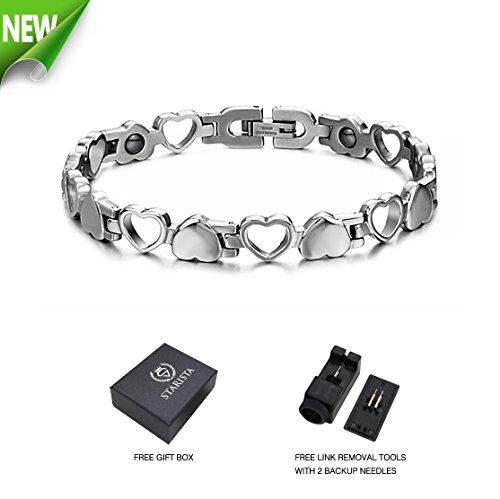 Starista titanium steel magnetic therapy bracelet heart hollow he…