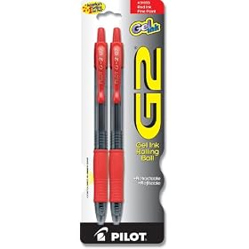 Pilot G2 Fine Point Rolling Ball Red Gel Ink Pens, 2-Pack (31033) Pilot G2 Fine Point Rolling Ball Red Gel Ink Pens, 2-Pack (31033)
