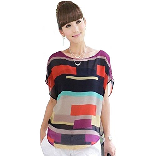 ABC(TM) Sexy Women Perspective Casual Loose Chiffon Tops Blouses T-Shirt (S)
