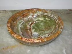 14" Round Green Onyx Bathroom Sink Vessel Above Counter or Undermount Installation