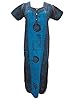 Batik Caftan Dress Crayola Blue Cotton Kaftans Maxi Long Dress L / M