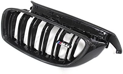BMW 4 Series M3 M4 Dual Slats Carbon Fiber Front Grille Kidney Grill with M Emblem for BMW F32 F33 F36 F80 M3 F82 F83 M4 2014-on