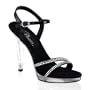Women's 4.5 Inch Stiletto Heel Ankle Strap Platform Sandal With Rhinestone (Black/Rhinestone;14)