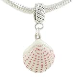 Sterling & Enamel SEA SHELL Dangle European Charm Bead