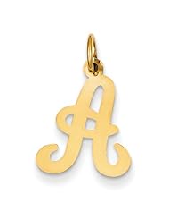 14k Yellow or White Gold Die Struck Initial A Charm